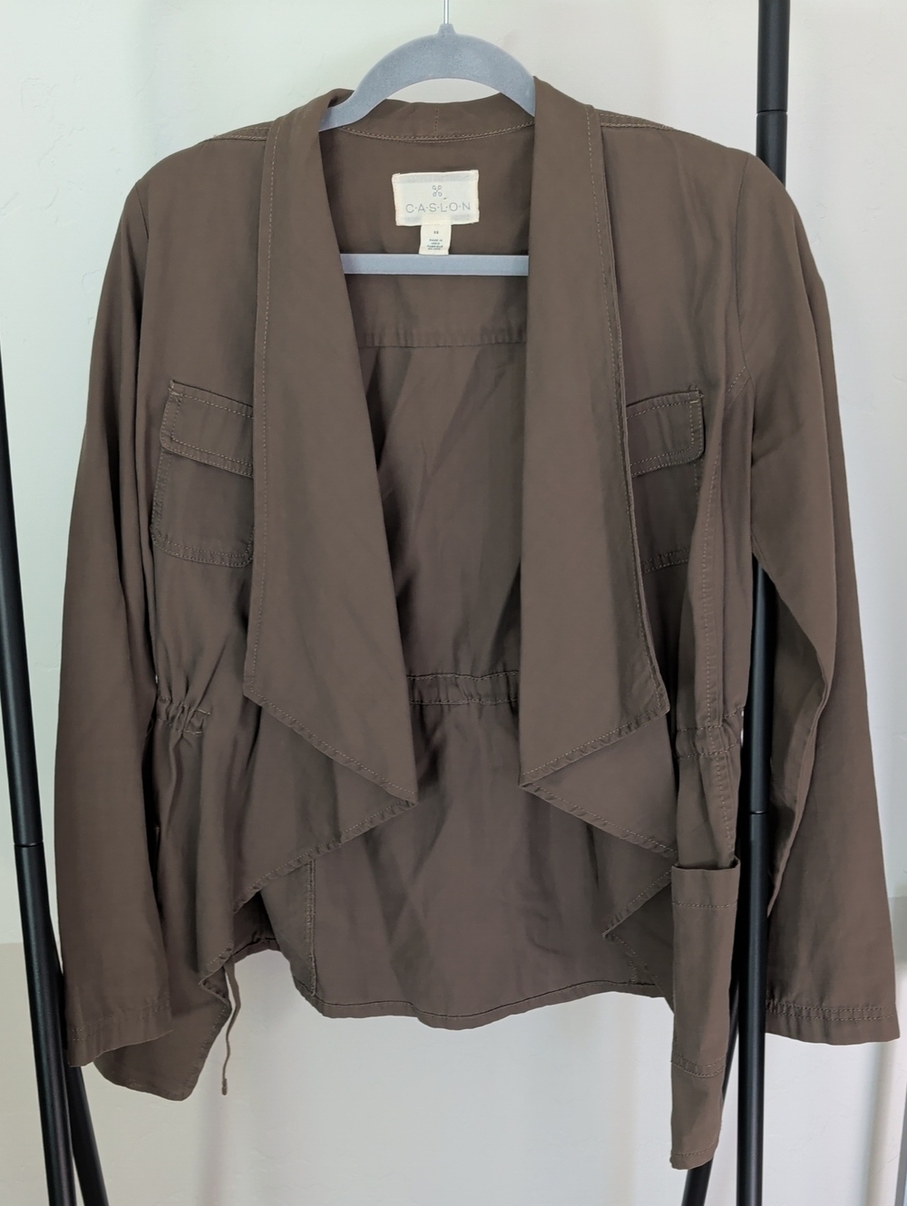 Caslon Olive Green Open-Front Utility Jacket